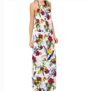 Tommy Bahama “Happy Hibiscus” floral high neck halter maxi dress XXL EUC